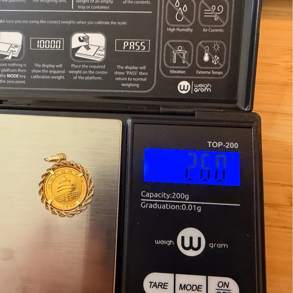 14K Gold Chinese Panda Diamond Cut Coin Bezel - Picture 6 of 7